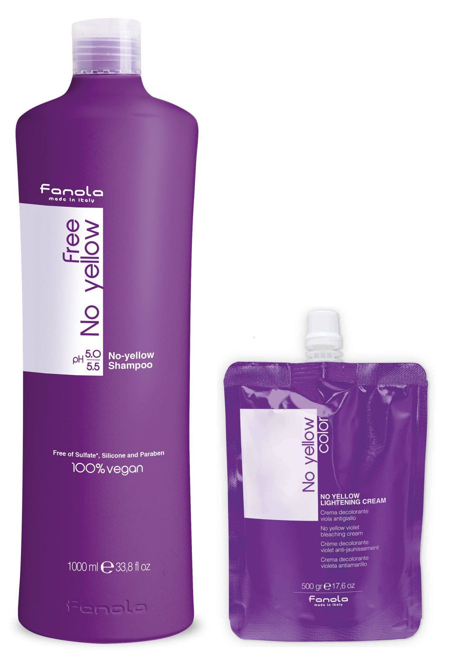 Fanola No Yellow Tone and Lightning Cream Set Hair Shampoos Fanola 1000 ml Shampoo