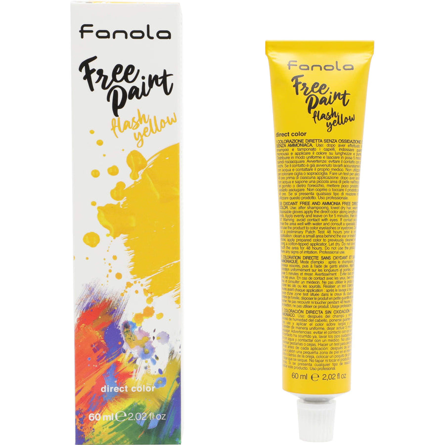 Fanola Free Paint Direct Colour, 60ml Permanent Hair Coloring Fanola Flash Yellow 