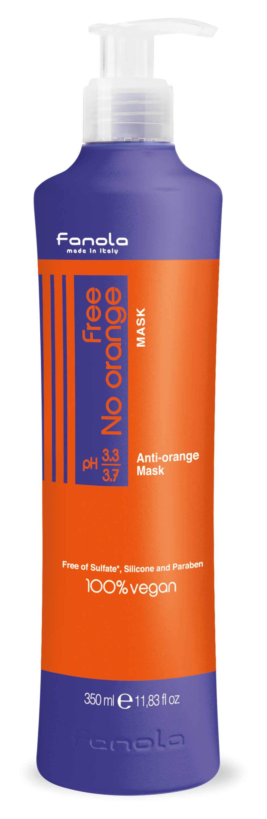Fanola Free No Orange Vegan Shampoo or Mask Hair Shampoos Fanola Mask, 350 ML 